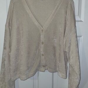 Old Navy Cream V-Neck Button Front Cardigan